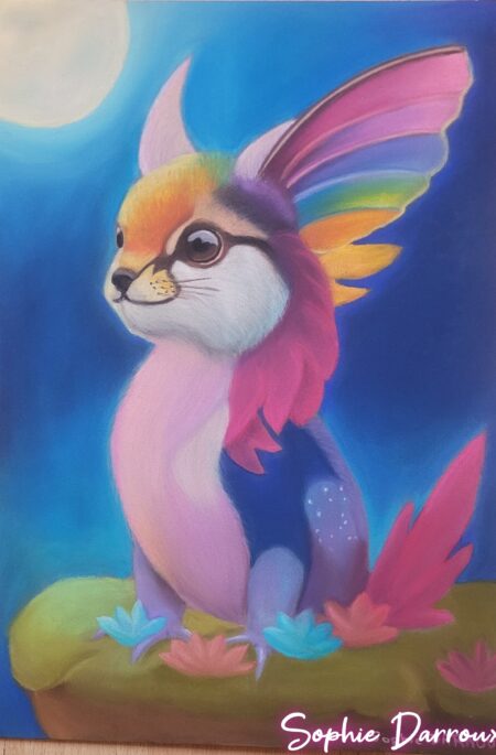 Dessin fantastique aux pastels secs - Clair de Lune