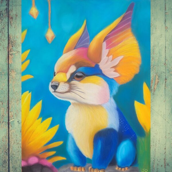 Dessin fantastique aux pastels secs - Le chuchoteur des forêts