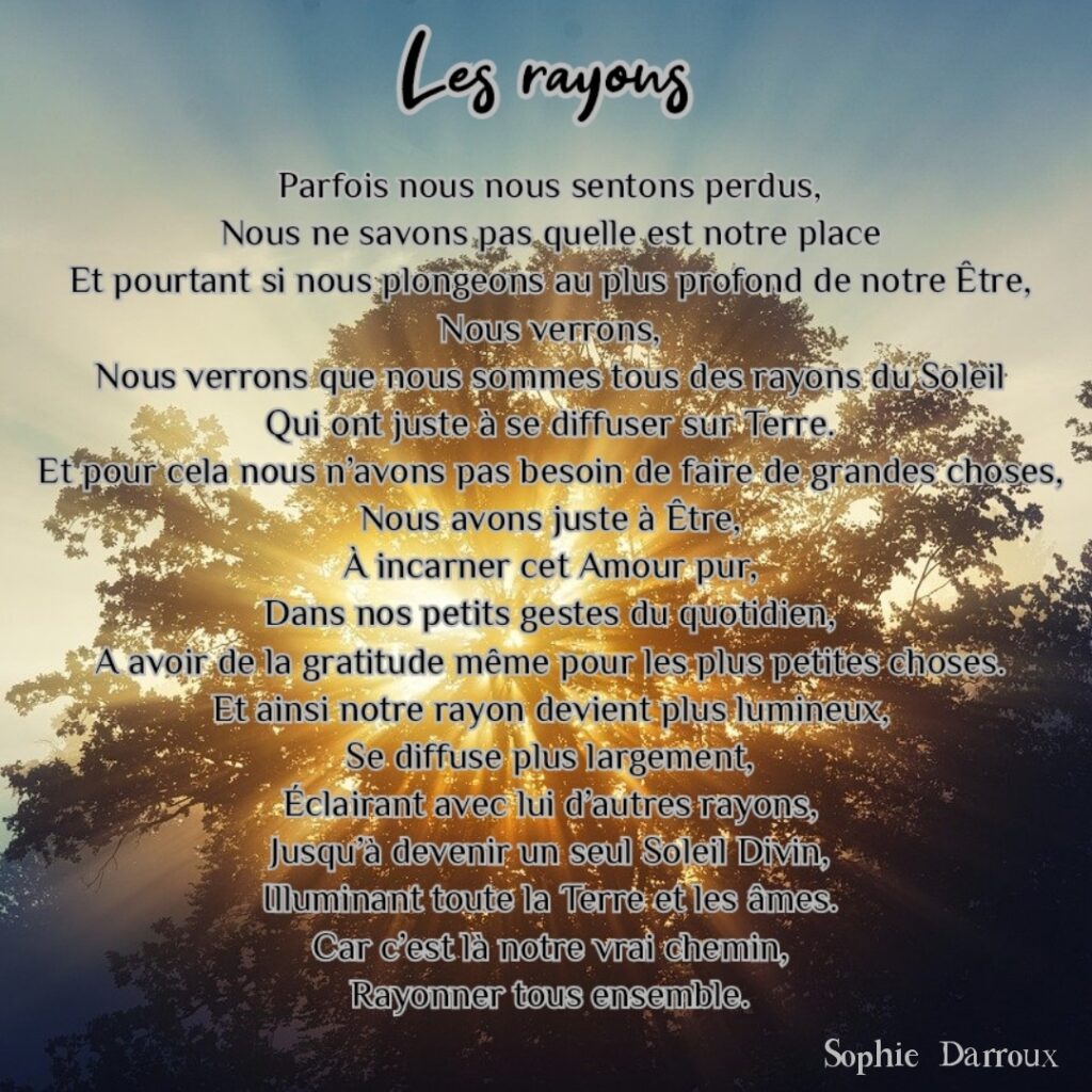 Texte en écriture intuitive tiré de Inspirations lumineuses de Sophie Darroux