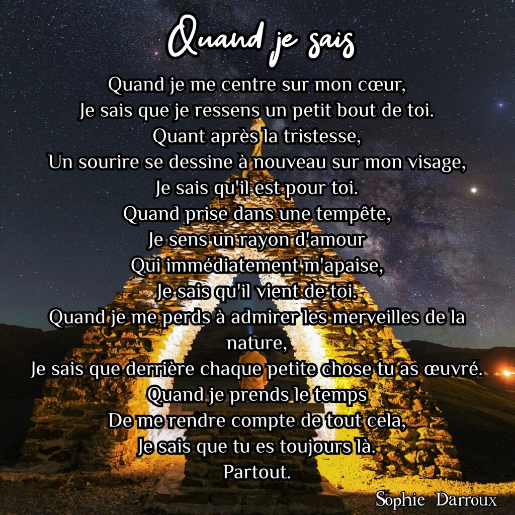 Texte en écriture intuitive tiré de Inspirations lumineuses de Sophie Darroux