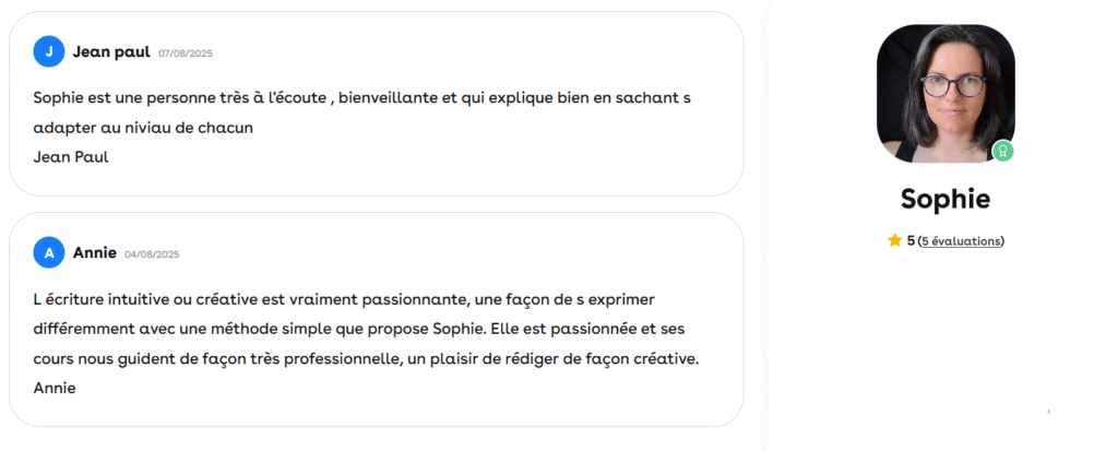 Avis élèves superprof ateliers art intuitif