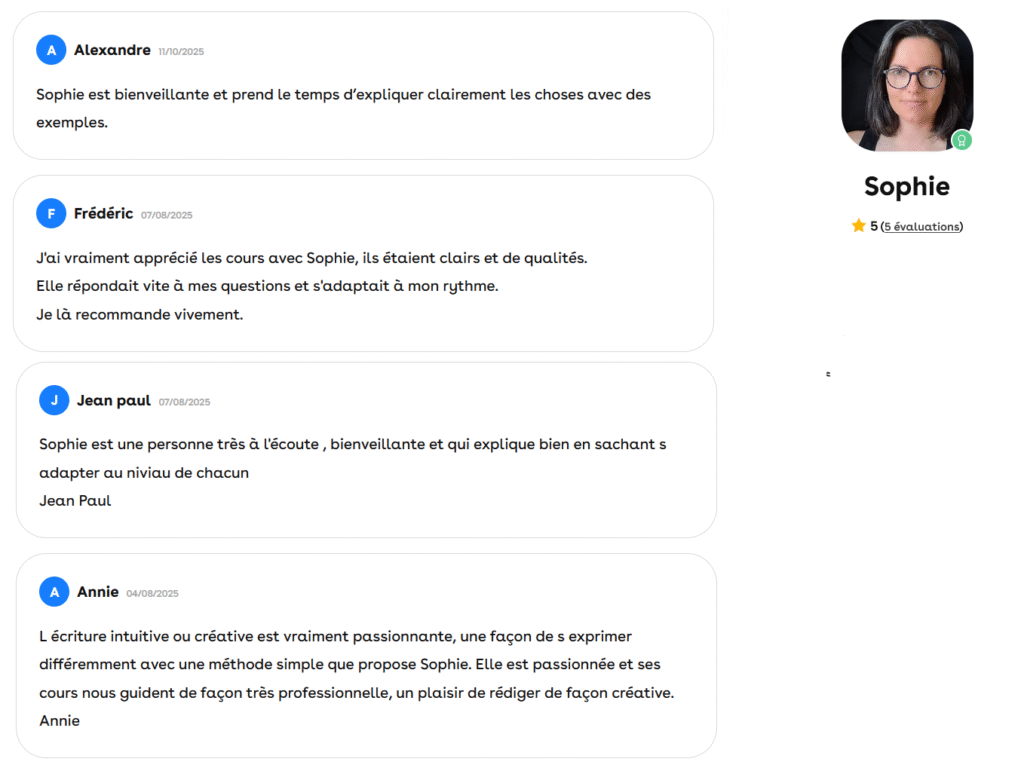 Avis élèves superprof ateliers art intuitif
